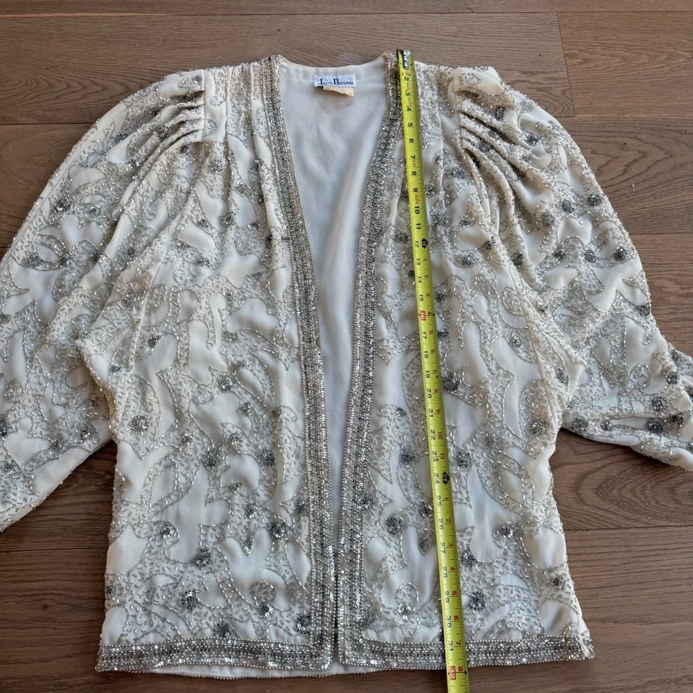 JACK BRYAN Embellished Beaded Sequin Jacket‎ Cream Formal Evening Women 10
